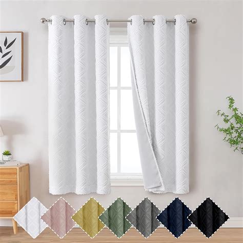 Amazon OWENIE White Curtains 63 Inch Length 2 Panels Set For