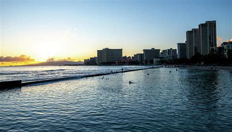 Ocean Water, Waikiki Beach, and Hotel Towers Photograph by Alex ...