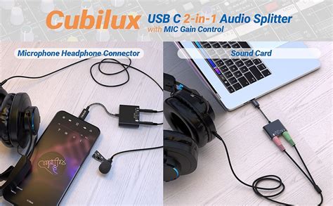 Amazon Cubilux Usb C Mic Splitter For Lav Microphone Trs Headphone