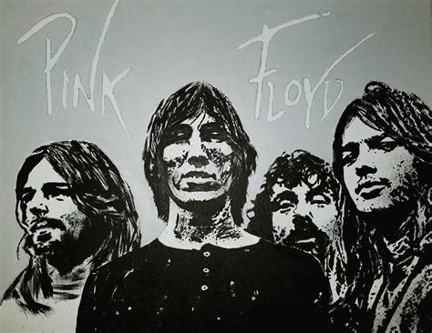 Pink Floyd Black And White Painting By George Harville