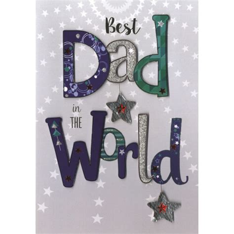 Fathers Day Card Best Dad In The World Embellished Greeting Cards On Onbuy