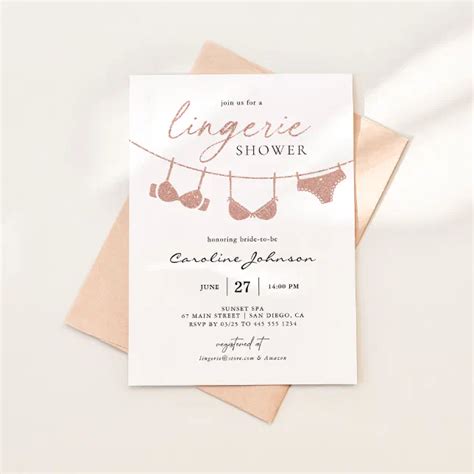 Rose Gold Lingerie Bridal Shower Calligraphy Invitation Zazzle