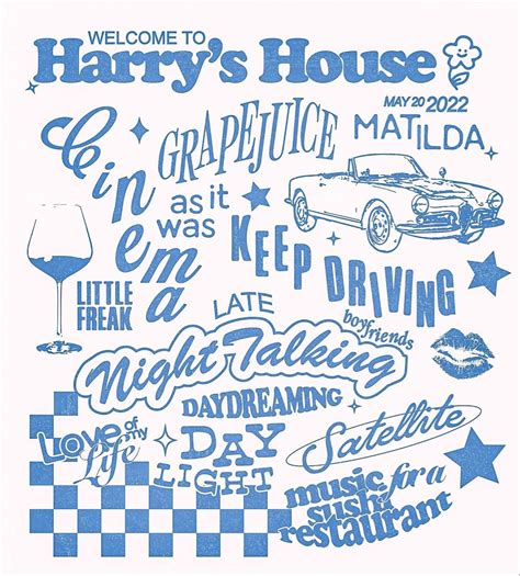 Harrys House Set List With Drawings Blue Bedroom Wall Collage