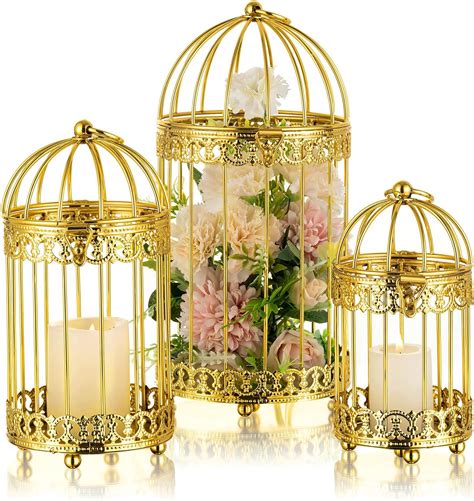 Nuptio Decorative Candle Lanterns Gold 3 Set Of Tiered