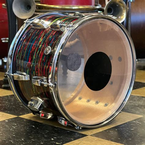 Vintage 1970 S Ludwig 9x13 Tom In Psychedelic Red Badges Drum Shop