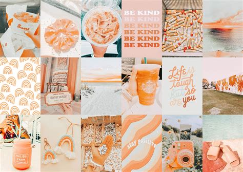 A5 Peach Wall Collage Kit Beach Aesthetic Photo Collage Etsy