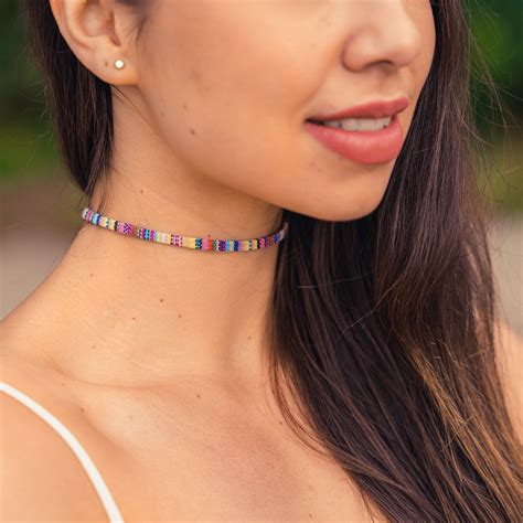 Boho Surfer Choker Necklace Women Girls Made By Nami Etsy