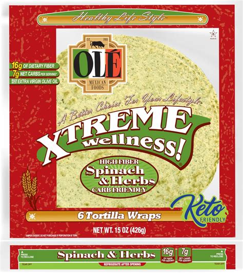 Ole Xtreme Wellness Spinach And Herbs Tortilla Wraps 8ct