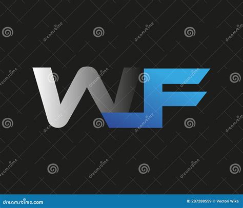 Letra Inicial Wf Logotype Nome Da Empresa Colorida Blue E Prata Swoosh