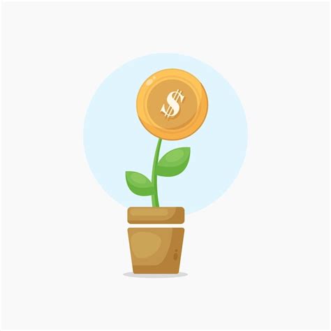 Premium Vector Plant With Dollar Coin Icon Cartoon Style Illustration