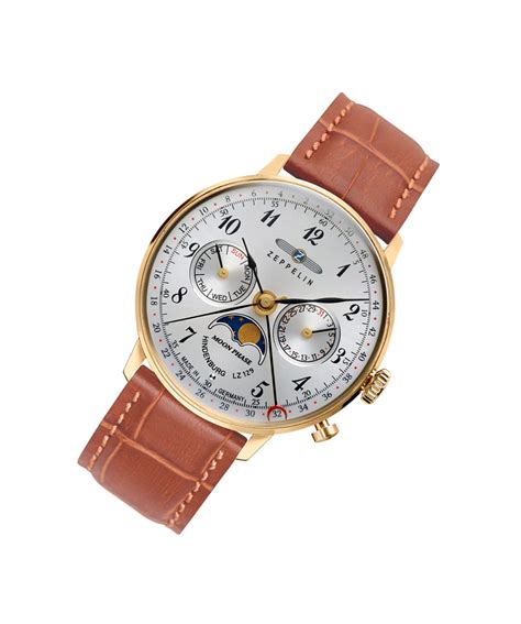 Montre Zeppelin LZ 129 Hindenburg Moonphase Femme Marron 7039 1