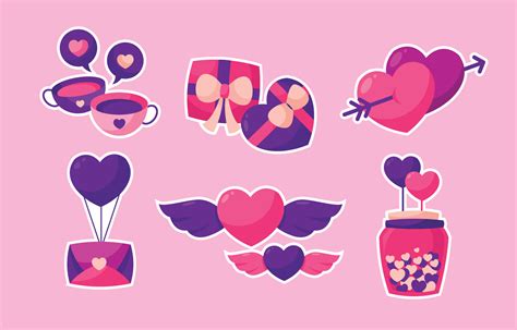 Cute Valentine Day Stickers Set 4812313 Vector Art At Vecteezy