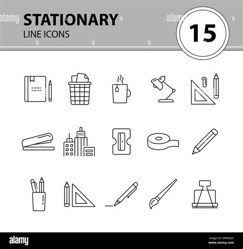 Stationary Icon Set Stock Vector Image Art Alamy