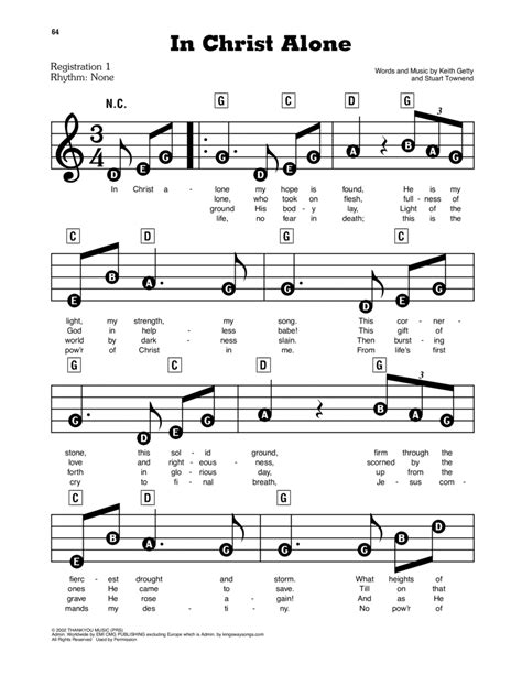 In Christ Alone By Electronic Keyboard Digital Sheet Music Sheet