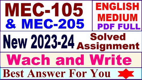 Mec 105 Solved Assignment 2023 24 In English Mec 205 Solved