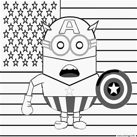 Coloriage Hero Minion Captain America Jecolorie