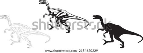 Imagen Realista De Dinosaurios Vector Posiciones Vector De Stock Libre De Regalías