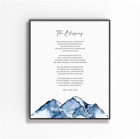 The Blessing Song Kari Jobe Lyrics Wall Art Print Elevation Etsy