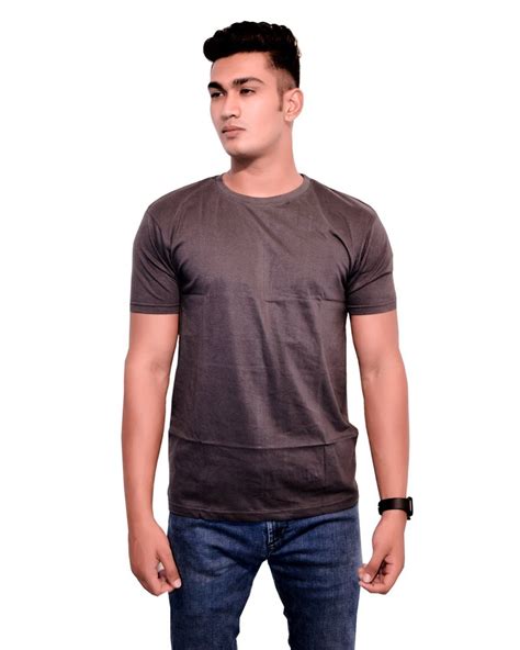 Multicolor Gsm Plain Biowash T Shirt Neck Type Round Half