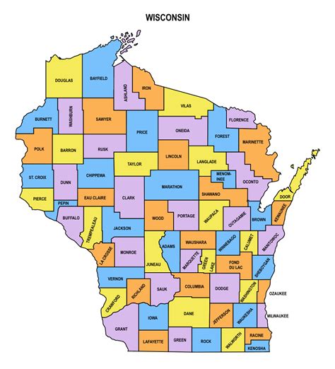 Wisconsin County Map Editable Printable State County Maps