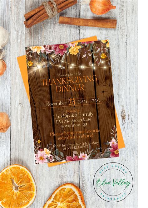 Thanksgiving Dinner Invitation Template, Digital Download, Printable ...