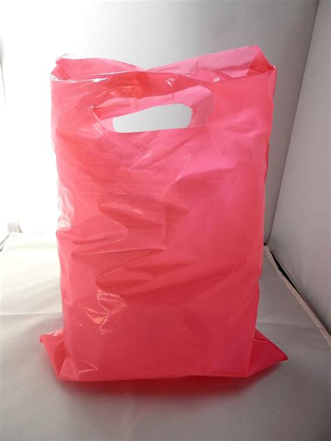 100 12x15 Pink Glossy Low Density Plastic Merchandise Bags Wholesale