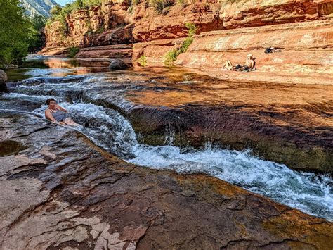 Slide Rock State Park Freezing But Fantastic Fun No Home Just Roam