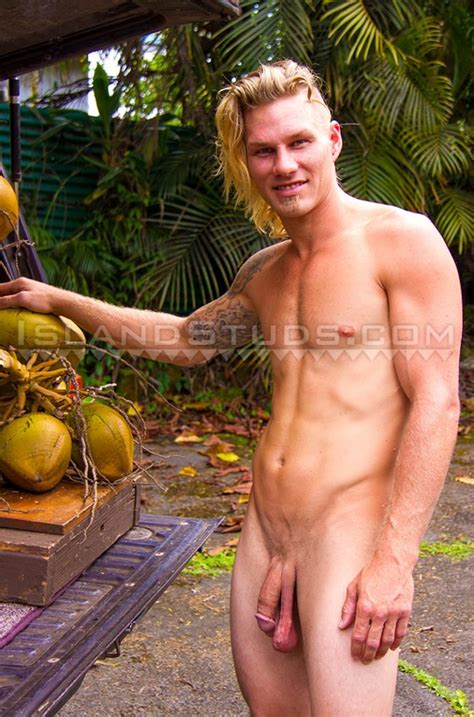 Coconut Calvin Jerks His Massive Hard Cock While Swimming Naked Gay