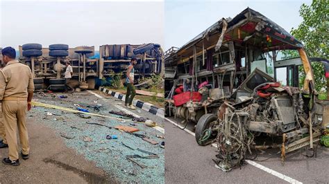 Accident On Lucknow Agra Expressway 18 Killed As Double Decker Bus