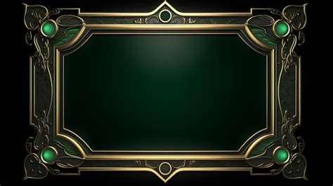 Premium Photo | A green frame with gold trim and a gold border