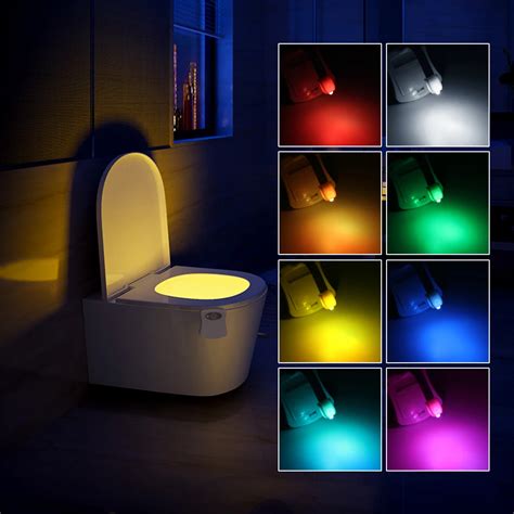 Auto Sensor Activated Bathroom Toilet Night Light LED Motion With 8 ...