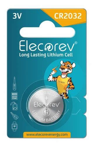 Elecorev CR2032 3V Lithium Coin Cell Battery Rechargeable Button Type