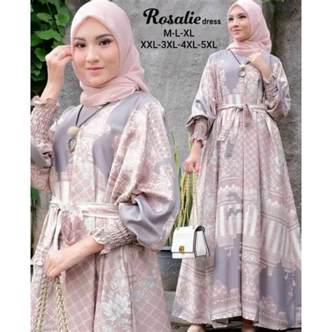 Jual Pakaian Wanita Dewasa Rosalie Dress Bahan Maxmara Lux Ukuran Jumbo