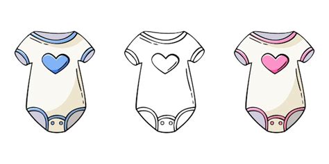 Premium Vector Set Of Hand Drawn Icon Of Baby Bodysuits In Doodle