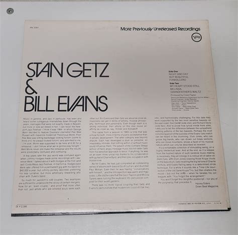 【やや傷や汚れあり】lpレコード スタン・ゲッツ ビル・エヴァンス Stan Getz And Bill Evans Mv 2087