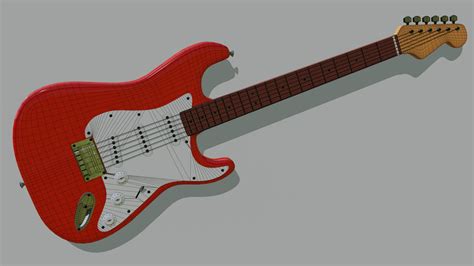 Red Stratocaster Guitar D Model Cgtrader