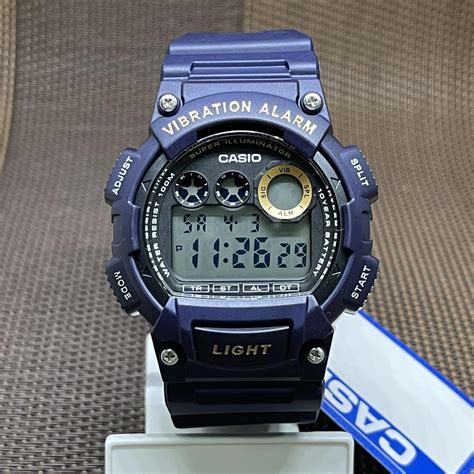 Casio W H A Men Blue Resin Digital Vibration Alarm Sport Watch