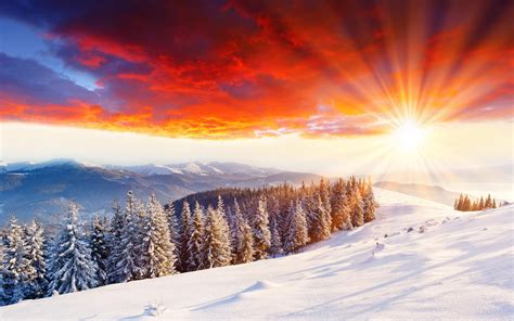 Winter Mountain Sunset Wallpapers - Top Free Winter Mountain Sunset Backgrounds - WallpaperAccess