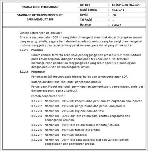 Contoh Standar Operasional Prosedur Untuk Membuat Sop Perusahaan