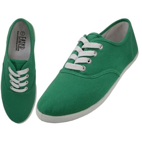 Womens Easy Usa Comfortable Casual Canvas Lace Up Shoes Holly Green