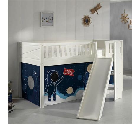 Lit Enfant Toboggan Et Tente Scott Space Shuttle 90x200cm Blanc Lit