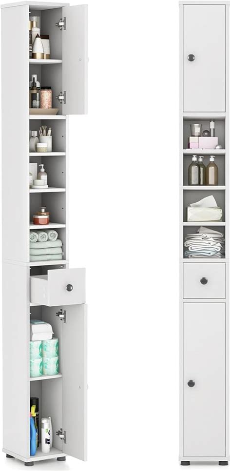 Tangkula Tall Slim Bathroom Storage Cabinet 71 Freestanding Bathroom Cabinet W 2 Doors 1