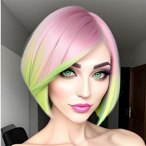 Masterpiece Top Quality Best 1girl Bob Cut Colorful Hair