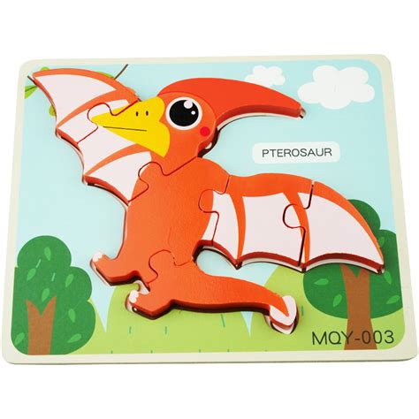 Drewniana Kolorowa Uk Adanka Puzzle Dinozaury Pterosaur Kindersafe