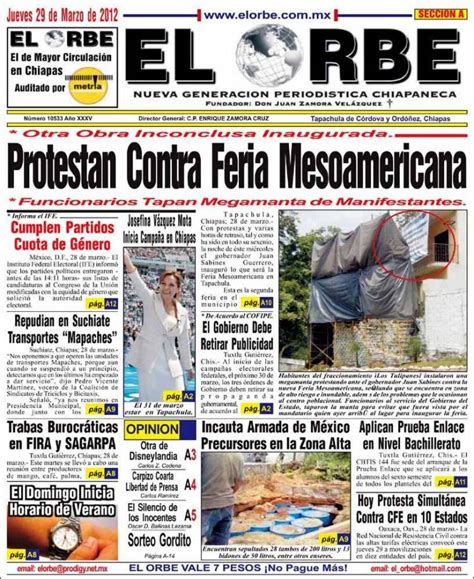 Periódico El Orbe México Periódicos De México Edición De Jueves 29