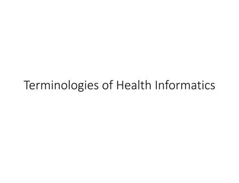 Introduction To Health Informatics PPT