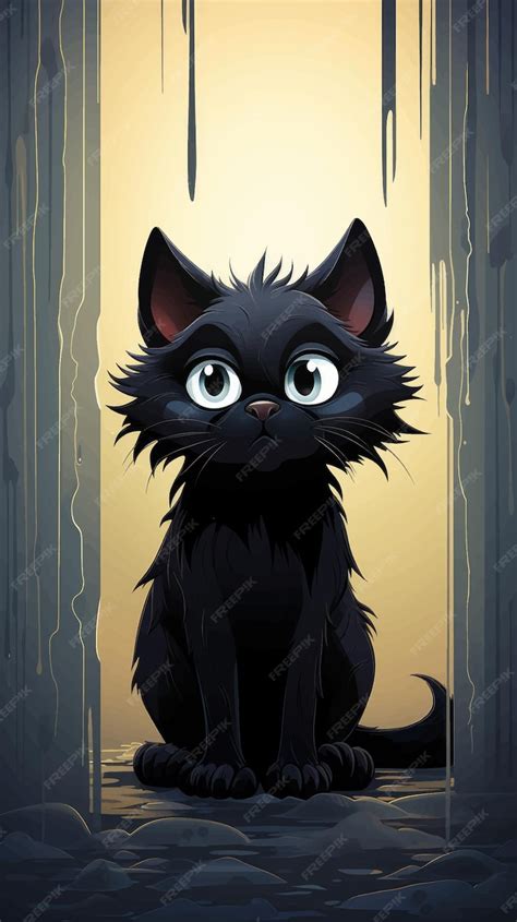 Premium Vector | Vector illustration of a sad black cat