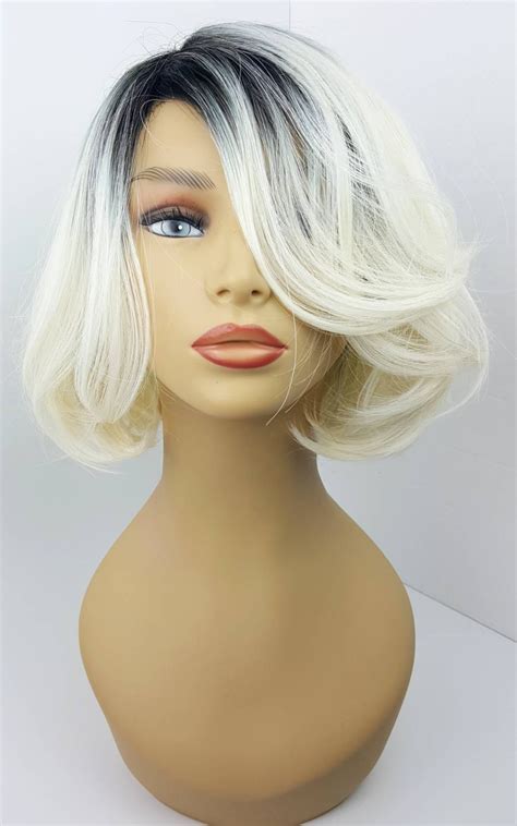 Blonde Bob Wig Blonde Bob With Dark Roots Short Stacked Bob Blonde Bob Ombre Blonde Bob
