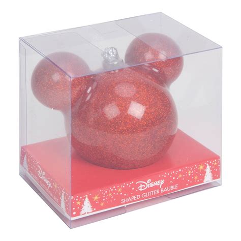 Official Disney Mickey Mouse Bauble Red Glitter The Olde Christmas