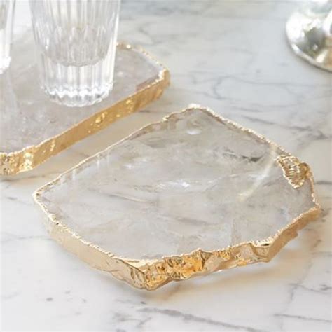 Anna New York Kivita Quartz And Gold Or Silver Coasters Set Of 2